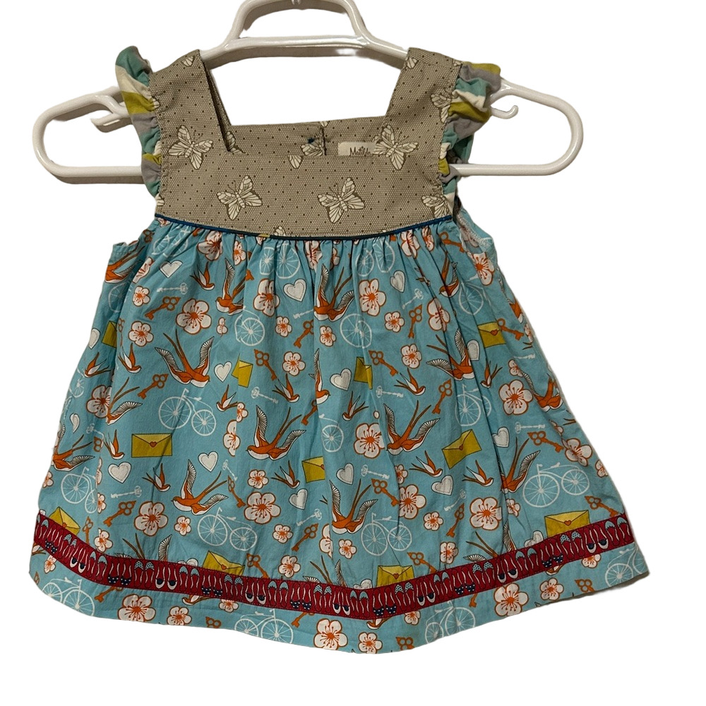 🎬Matilda Jane Blue and Tan Kids Blouse size 4 GUC
